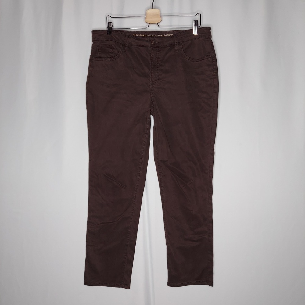 Chicos So Slimming Girlfriend Jeans Womens 14 Brown‎ Slim Ankle Stretch Pocket